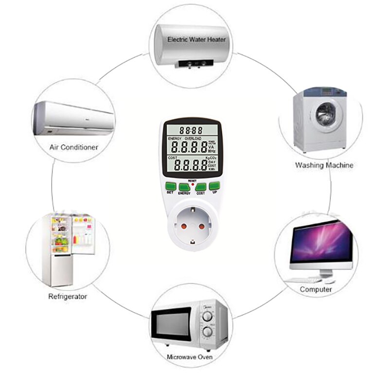 AC Power Meters Digital Wattmeter Eu Energy Meter Watt Monitor Electricity Cost Diagram Measuring Socket Analyzer