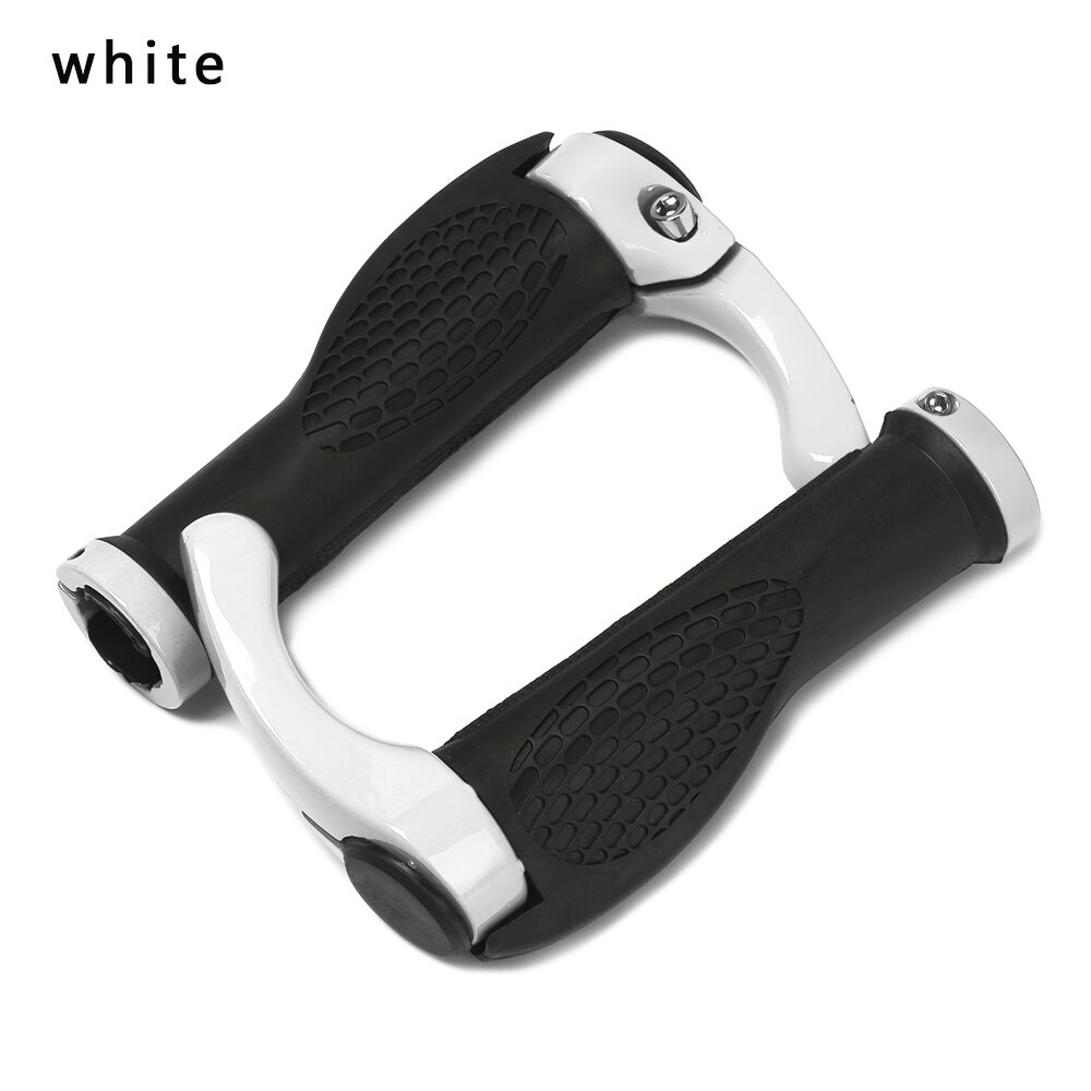 2 uds bicicleta MTB ergonómico mango ranura suave empuñaduras de manillar de goma ciclismo bloqueo manillar bicicleta accesorios: white