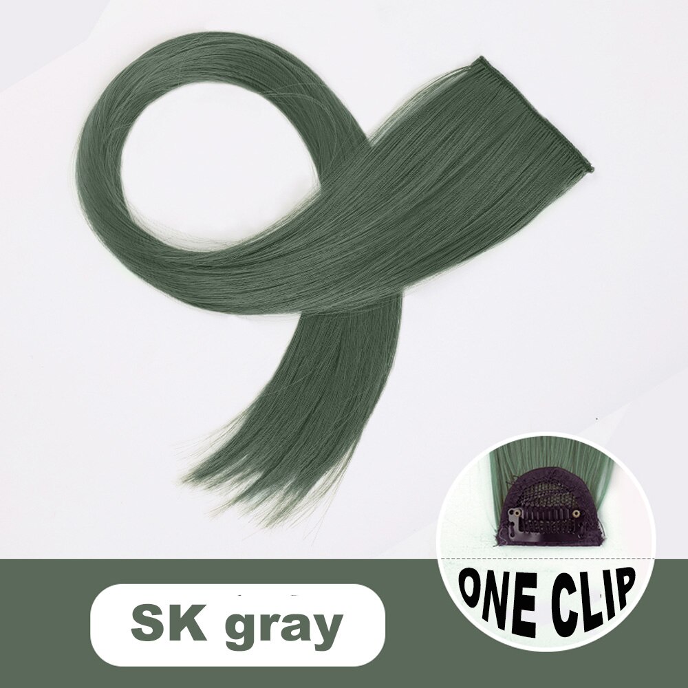 Xg color strip extension 22 tommer clip in hair extensions lange lige ombre frisurer 8 farver tilgængelige til kvinder hovedbeklædning: 1c- skgrå