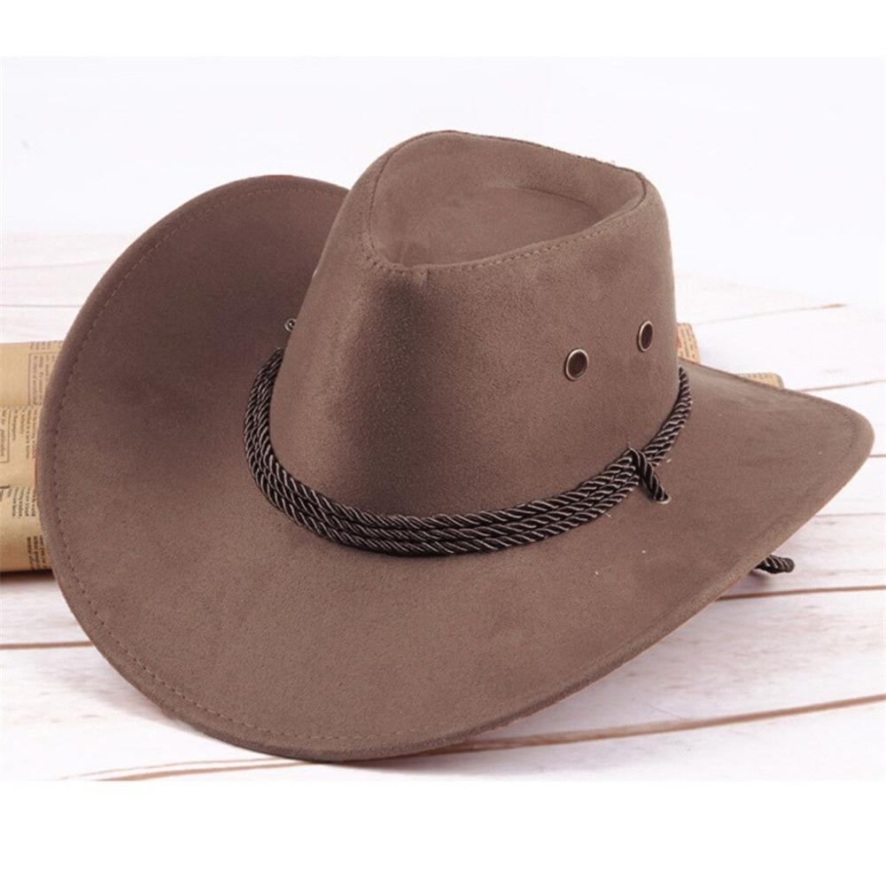 Unisex Western Cowboy Hat Solid Tourist Cap Outdoor Wide Brim Jazz Caps Gorras