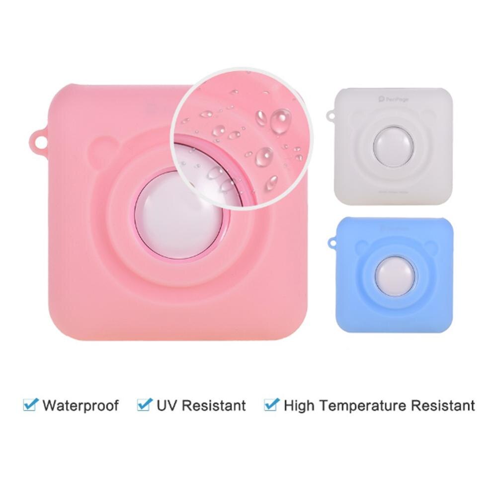 for PeriPage A6 Thermal Printer Soft Silicone Case with Strap Waterproof Anti Dust Shockproof Anti-Scratch Protective Case Cover