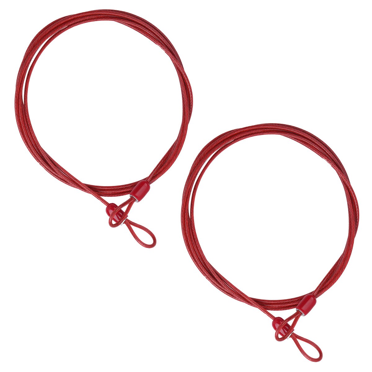Pack of 2 Lightweight Security Safety Cable Luggage Lock Safety Wire with Braided Steel Coated Double Loop: Red