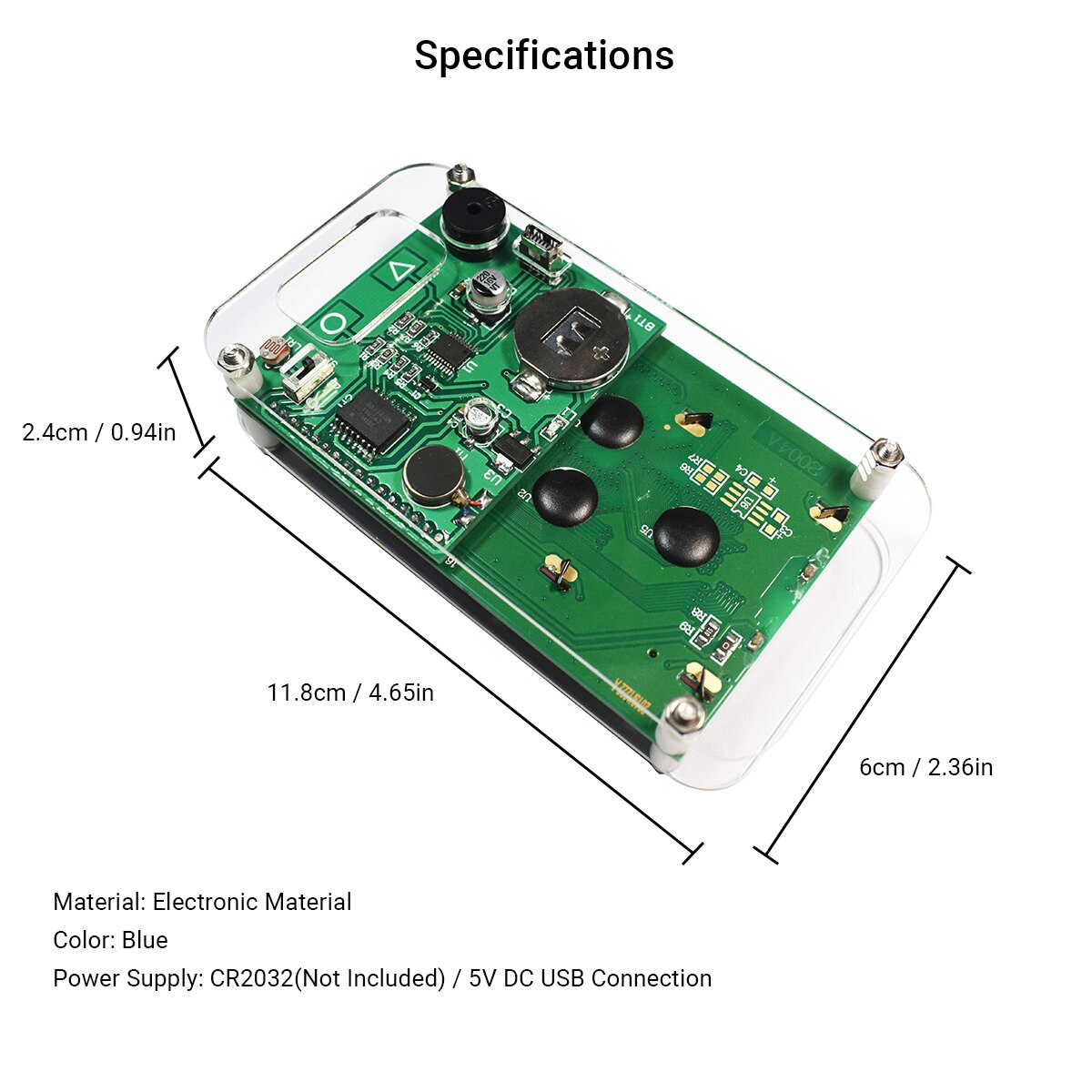 Klok Module Kit Lcd Muziek Klok Grote Lettertype 4-Digit Digitale Multifunctionele Klok Met Tijd/Datum/Week/Temperatuur/Wekker