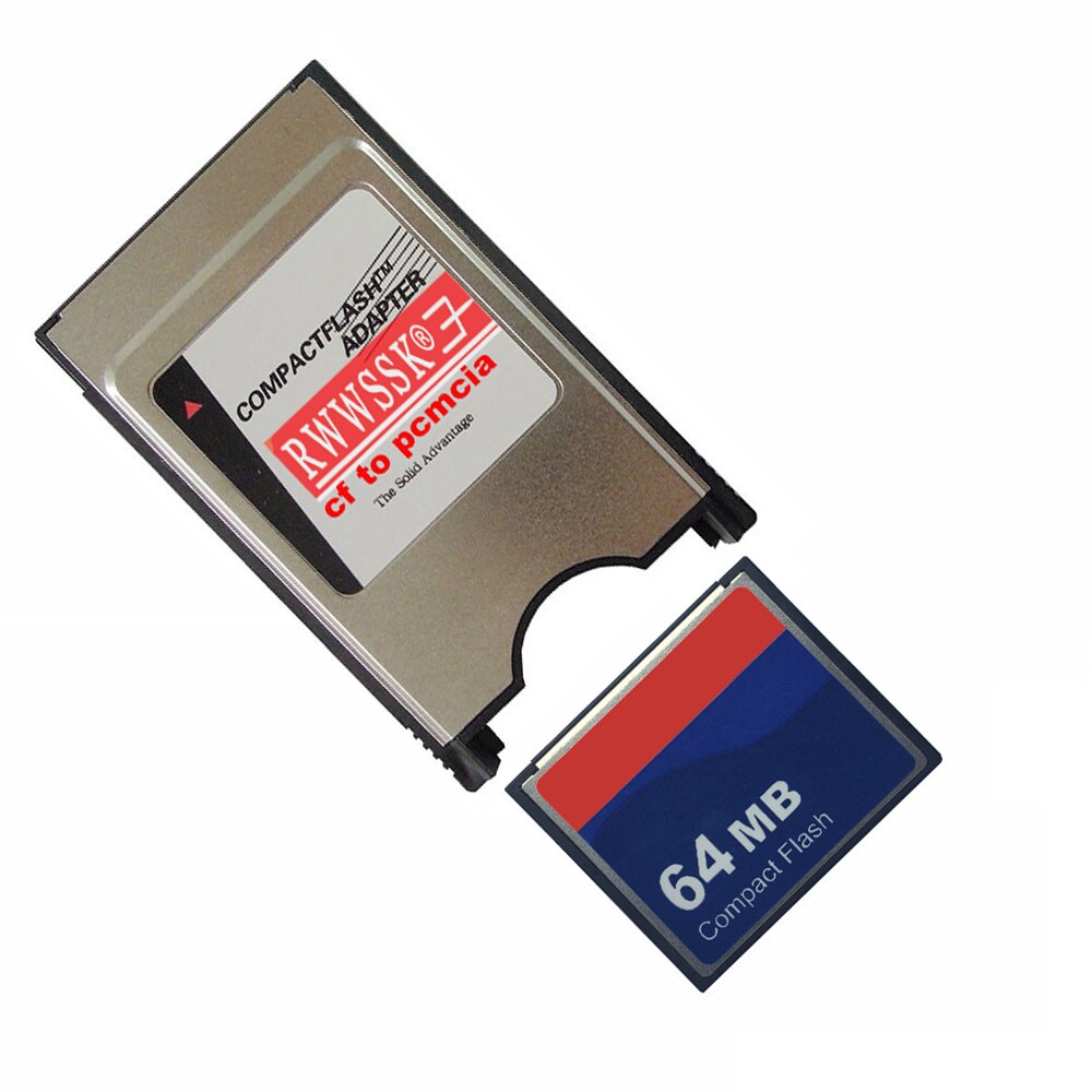 Flash compacto industrial 2 en 1, tarjeta CF de 64MB, 128MB, 256MB, 1GB, 2GB con adaptador de tarjeta PCMCIA de 68Pin para cnc: 64MB  with PCMCIA