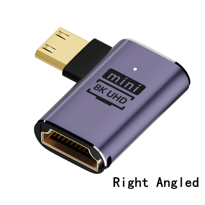 8k 4K 120Hz 270 90 graden schuine adapter Mini Micro naar HDMI-compatibel U-vorm L-type HDMI-splitter Man-vrouw-converter: Lavendel