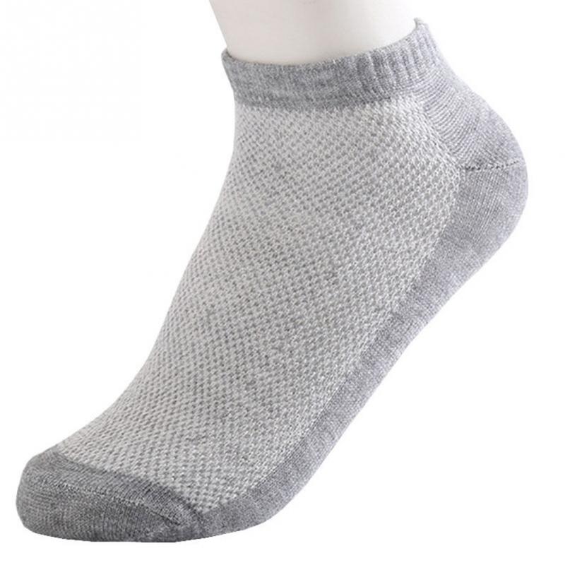 10 /5 /1 par sommer forår low cut ankel herrestrømper åndbare solid mesh mandlige bådstrømper sorte hvide grå sportsokker: Grå / 5 par