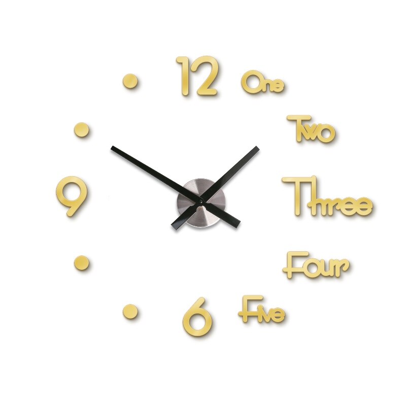 1PC moderne grande horloge murale autocollant muet numérique 3D Stickers muraux pour salon maison bureau décoration: Or