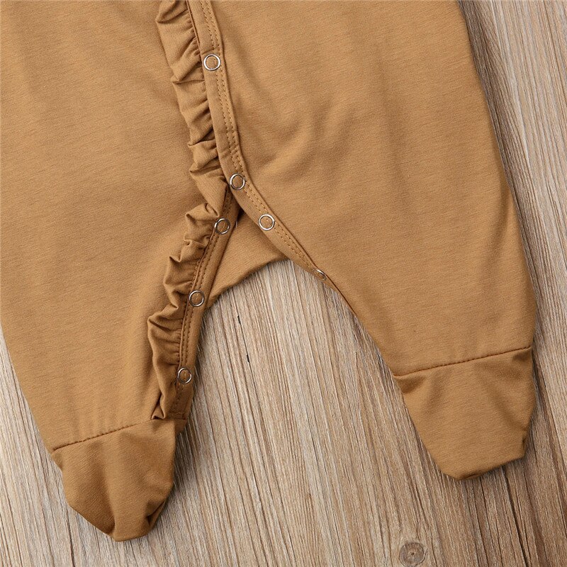 0-12m nyfødte barn baby dreng pige tøj langærmede flæser bomuld jumpsuit dejlige søde født outfits