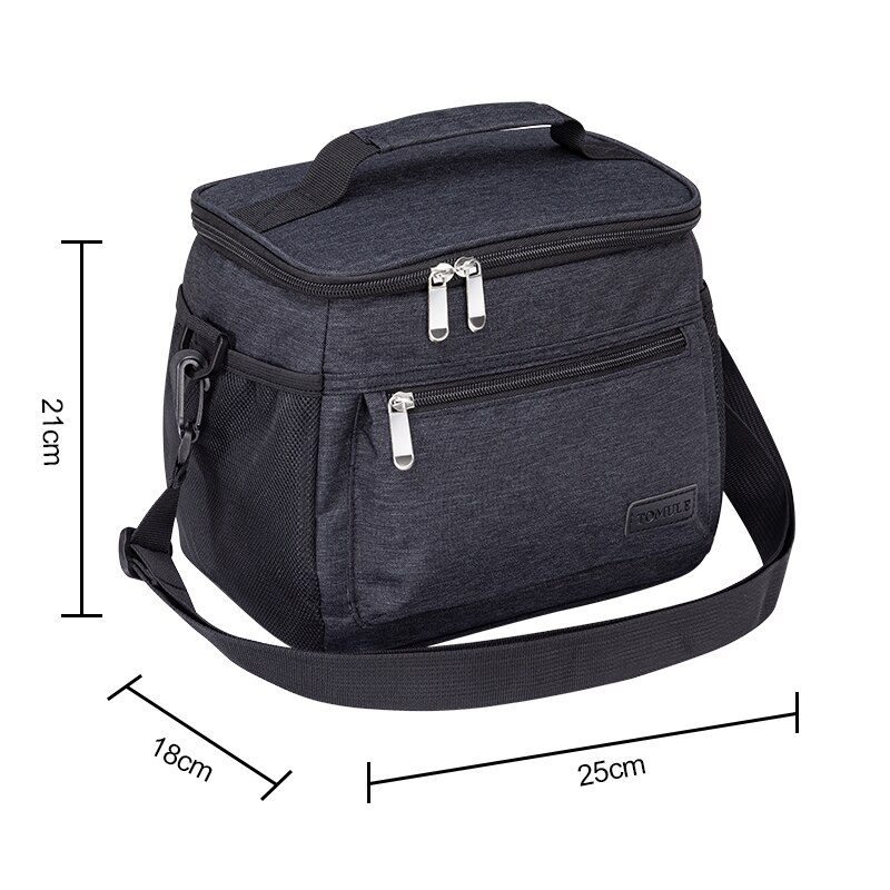 Tomule Thermische Mittagessen Tasche für Frauen freundlicher Männer Kühler Taschen Picknick Tragbare Taschen Wasserdicht Isolierte Pack Schwarz