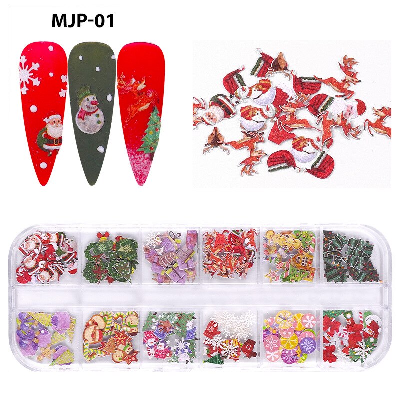 1 Doos 3D Emulatie Vlinder Kleurrijke Bloemen Nail Art Pailletten Mix Halloween Kerst Houtpulp Nail Flake Manicure Decoraties: 001