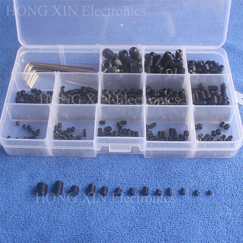 M3/M4/M5/M6/M8 Black Hex Button Head Thread Iron PCB Assortment Grub Screws Bolt Assortment kit Fastener Hardware