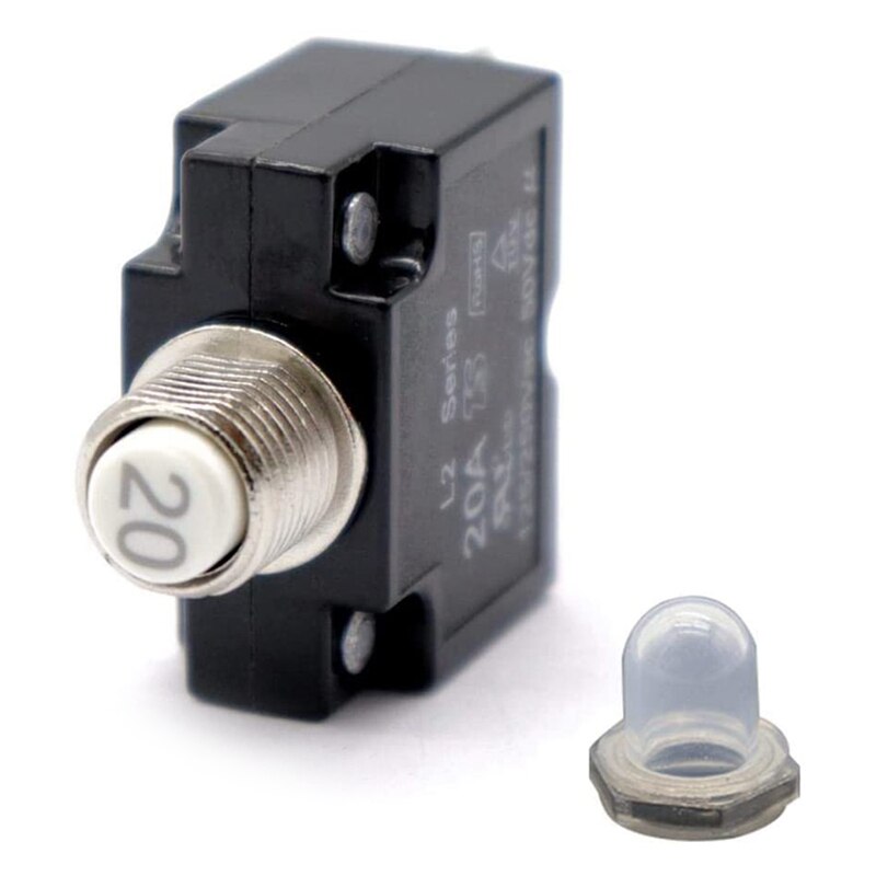 2Pcs 20A/10A Push Button Manual Reset Thermal Circuit Breaker Overload Switch