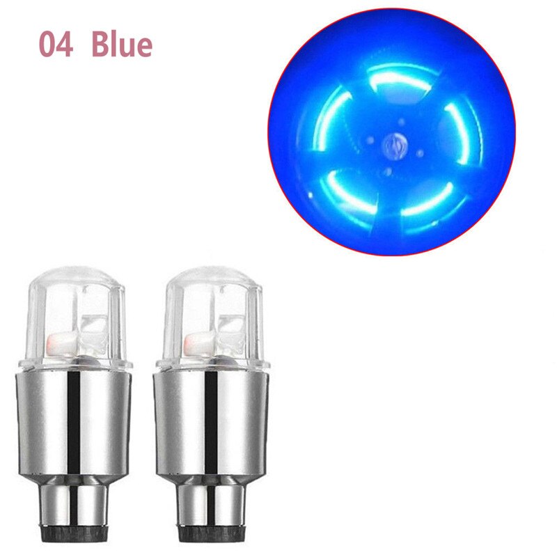 Bostar 2 st superljus däckventillock lampor muiticolor auto motorcykel tillbehör neon strobe led däcklampa  #281366: Blå