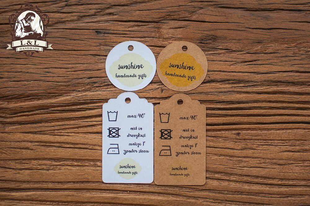 Y5 200 pcs 3.5cm round kraft/white paper tag Clothing labels, custom labels, high-end dress labels,Shape optional
