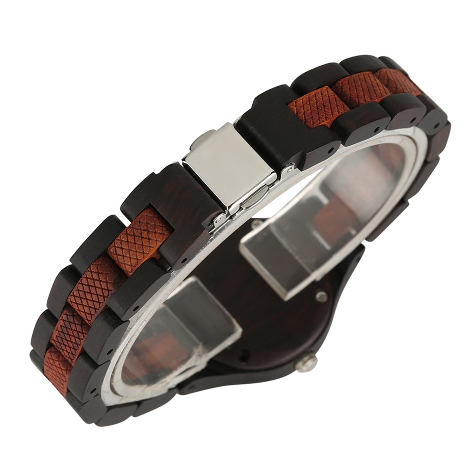 Dameshorloge met kleine wijzerplaat, kwarts, dunne houten band, dameshorloge, armband, rode damesklok voor meisjes