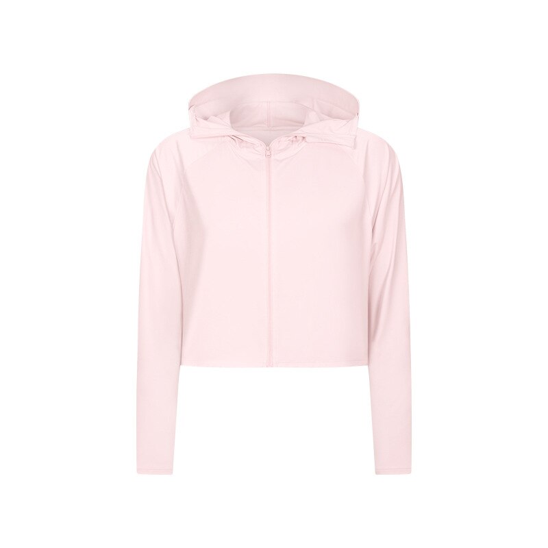 Svokor damen kapuzen-yogashirt mit reißverschluss, langärmliges fitnesstop mit uv-schutz, langärmliges sonnenschutz-laufshirt, gymnastik-t-shirt: Rosa