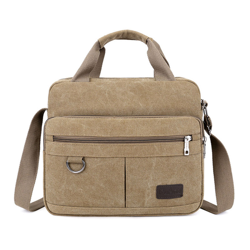 Scione lærred kontor skuldertasker multifunktion skole rejse messenger taske vintage tasker crossbody pack: Khaki