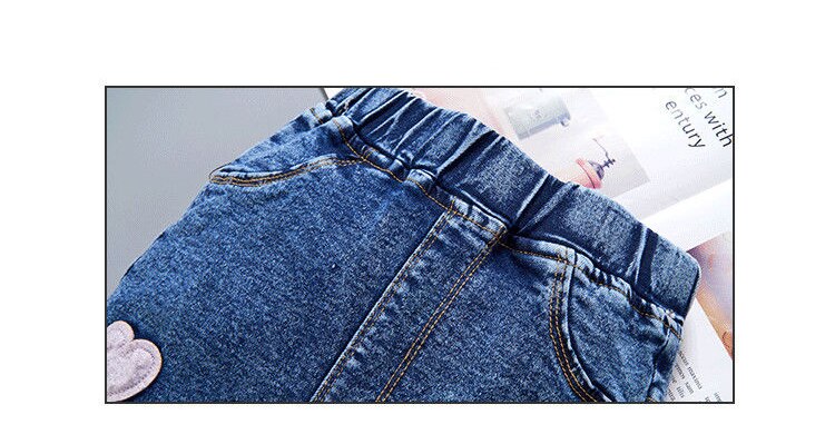 Pantalones vaqueros de de amor para niñas de 4 a 12 años, Jeans informales con cintura elástica, pantalones de tubo ajustados para primavera y otoño