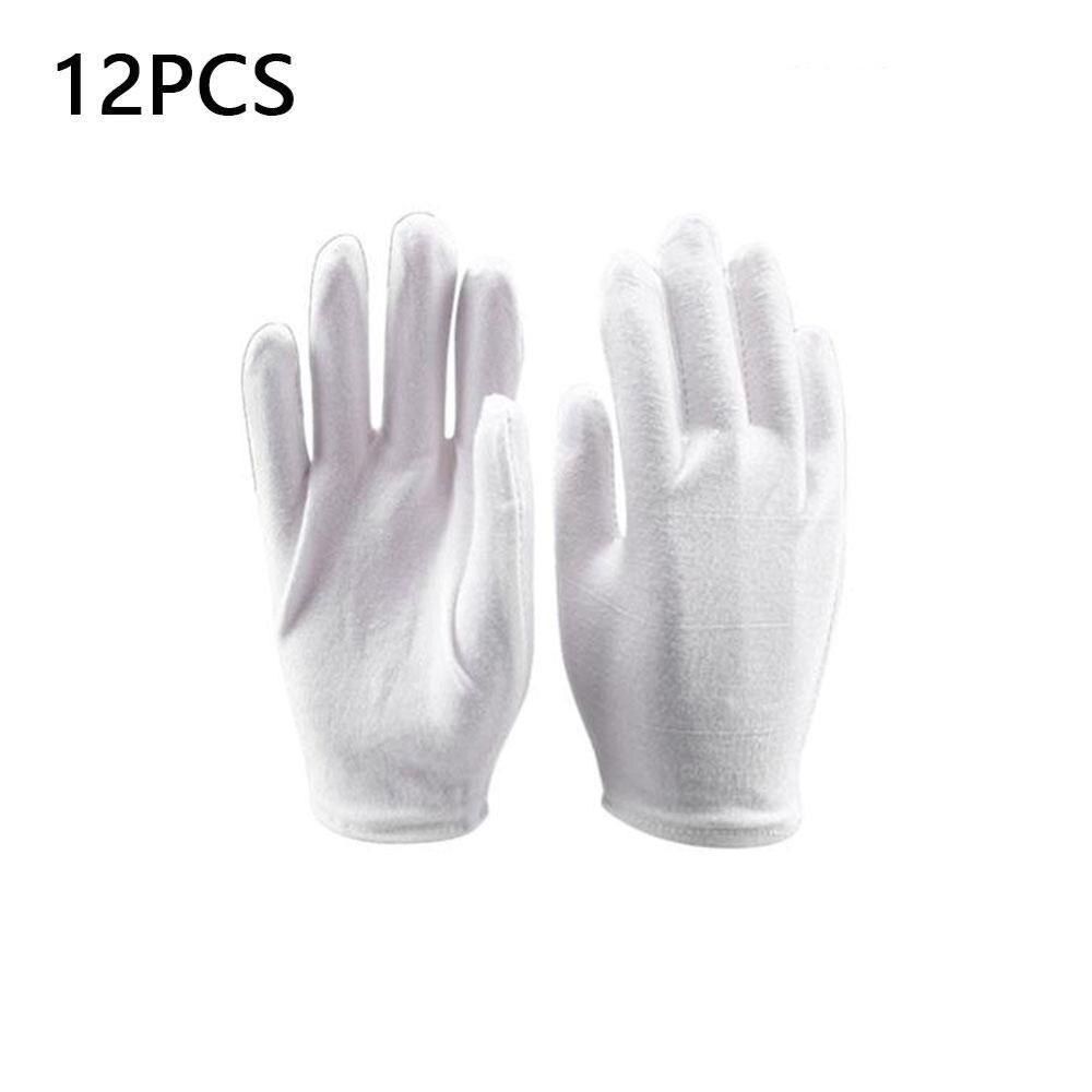 12 pairs/lot White 100% Cotton Ceremonial gloves for male female Serving / Waiters/drivers/Jewelry Gloves: Default Title