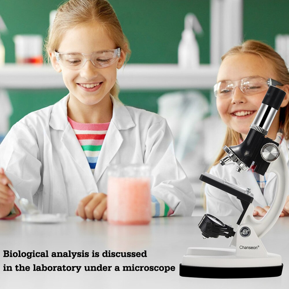 100X-600X-1200X Kids Beginner Biological Upgraded Microscope Metal Body LED/Mirror Light Source with Carrying Alloy Storage Box