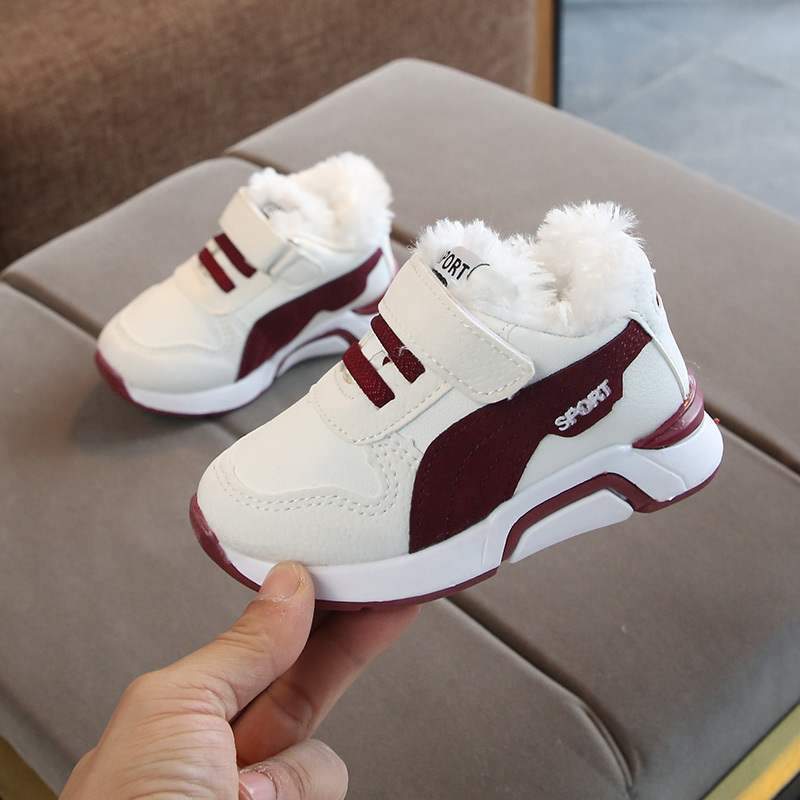 Winter Kinderen Sport Schoenen Kinderen Casual Jongens Pluche Sneaker Herfst Meisjes Laarzen 1 2 3 4 5 6 jaar Oude Anti-Gladde: white / 12.5