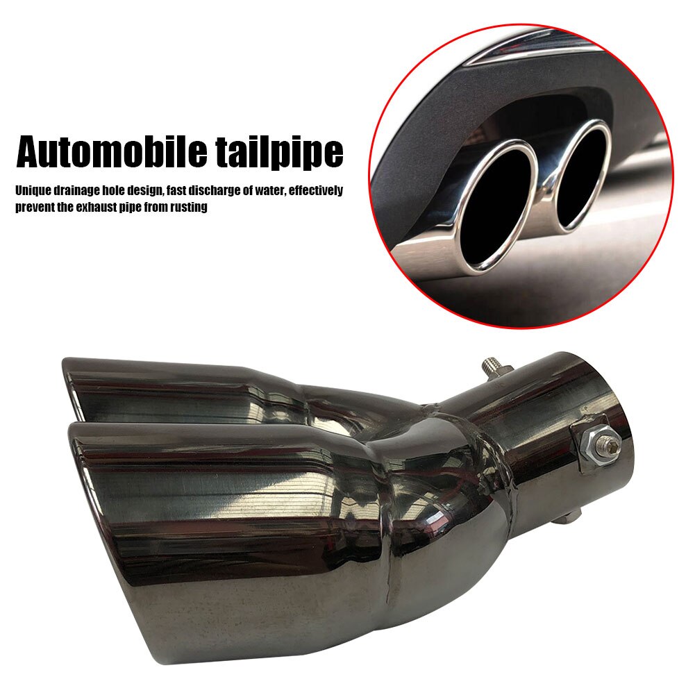 Terminale di scarico universale per auto punta rotonda in acciaio inossidabile coda di automobile posteriore cromato tondo tubo di scarico silenziatore ID 63MM 76MM