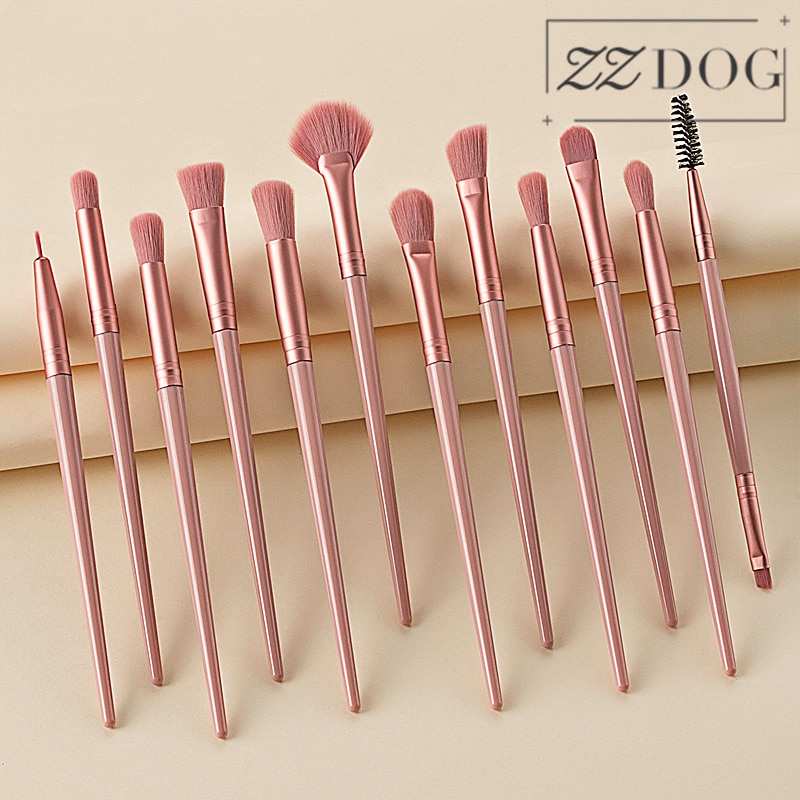 Zzdog 12Pcs Eye Make-Up Kwasten Set Zacht Detail Borstel Kits Voor Oogschaduw Hoogtepunt Mascara Cosmetische Beauty Tools
