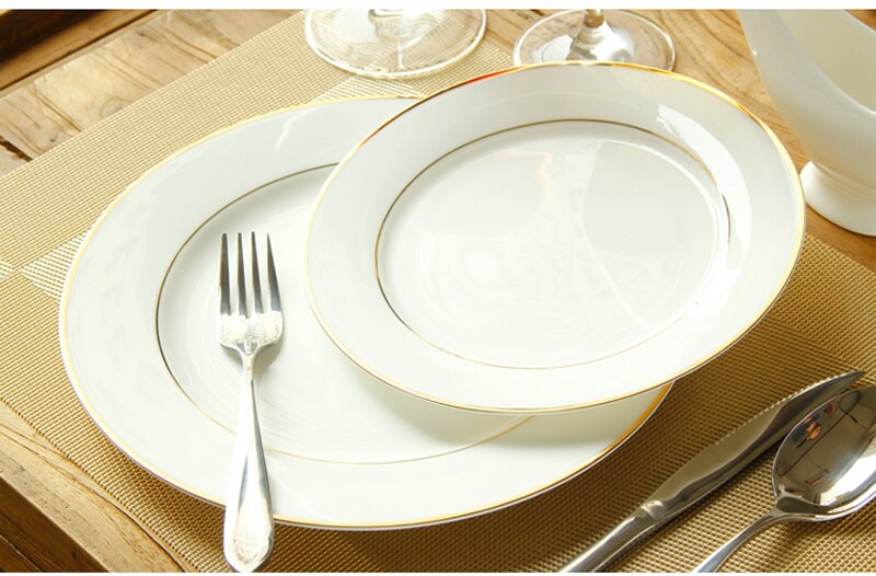 8+10 inch, real bone china dinner plate set, deccorative wedding plates, porcelain restaurant dishes tableware, borden servies