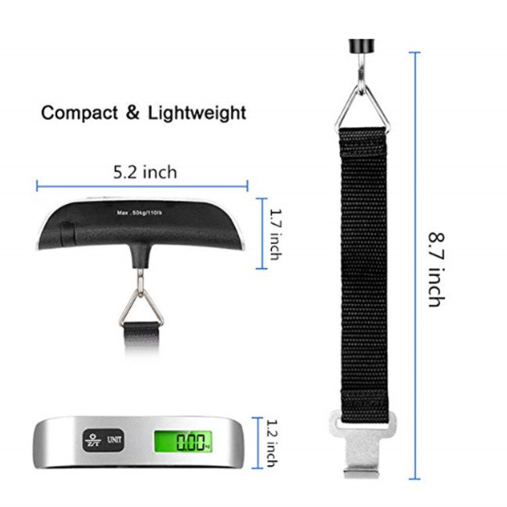 Draagbare 110lb/50 kg Hand Held Haak Riem Elektronische Weegschaal Digitale Travel Koffer Bagage Opknoping Schalen Weegschaal #295379