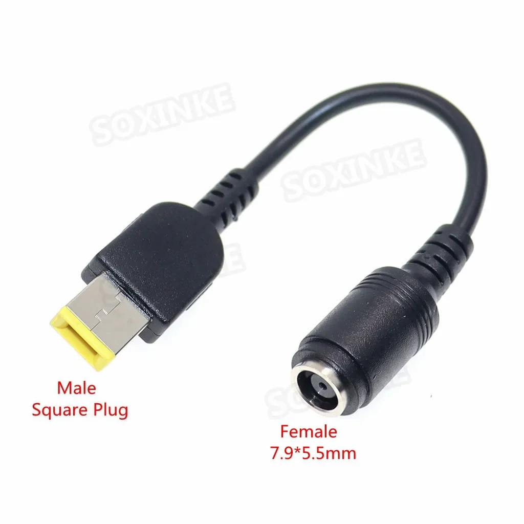 Cable adaptador para ordenador portátil, enchufe cuadrado a 4,5x3,0mm, 5,5x2,1mm, 7,4x5,0, 7,9x5,5mm, Cable convertidor de cargador de energía CC hembra para Lenovo hp: Rojo