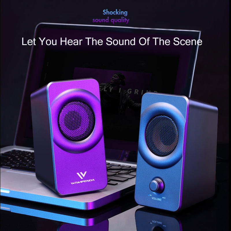 10W USB+AUX Wired Computer Speakers High Power Bass Reinforcement Subwoofer for Laptop Desktop Phone Loudspeaker