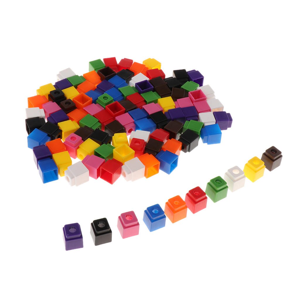 100x Education Child Math Link Cubes Maths Skills Teaching 4-Color