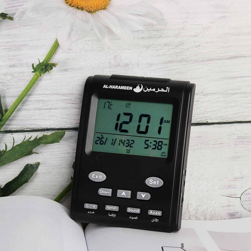 Al salama Azan klok, LED moslim gebedsklok, Athan wandklok, leesbaar Huis/Kantoor/Moskee Digital Azan klok Huisdecoratie (Zwart