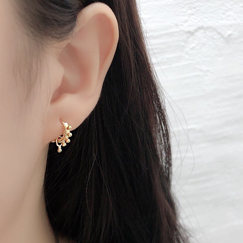 925 Sterling Silver Earring Punk Rivet Round Bead Ear Ring Circle Ear Bone Nail geometry Ear Buckle Wild Boy Girl Ear Je