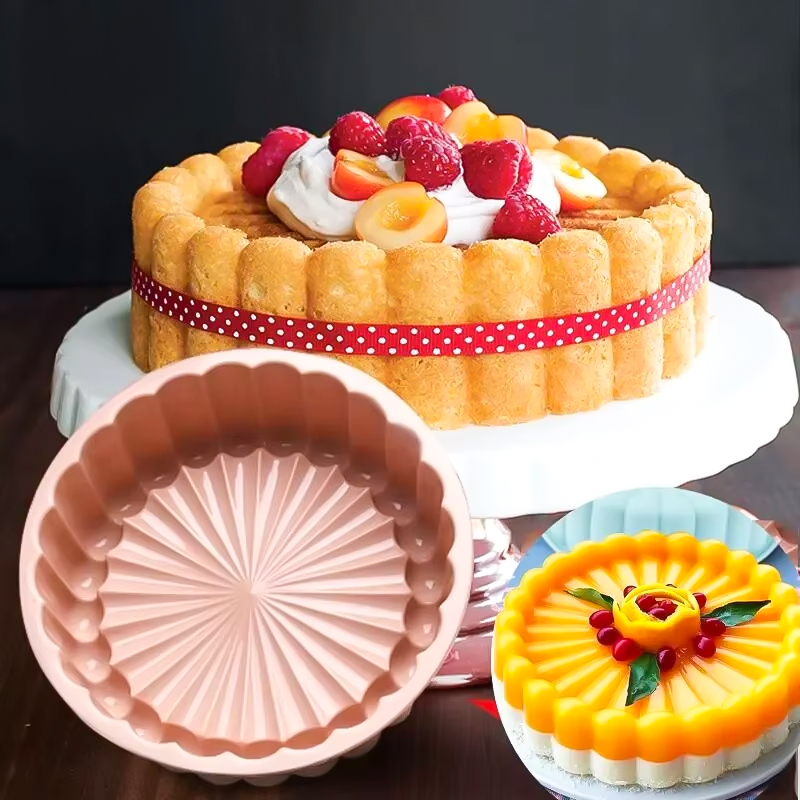 Fais du multifunktionell silikon kakform återanvändbar nonstick rund form för gör-det-själv-bakning desserter och mousse kaktillbehör