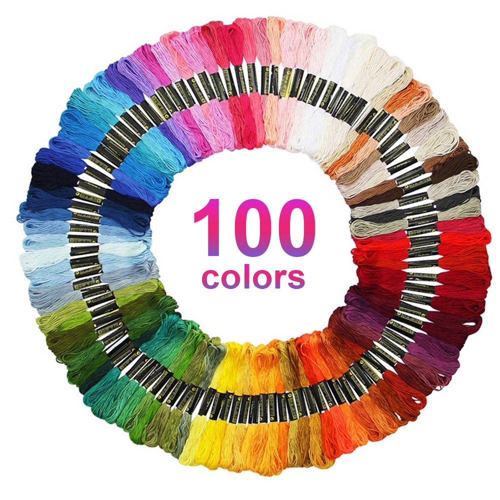 100 Colors Cross Stitch Threads Cotton Sewing Skeins Embroidery Thread Floss Skein Kit DIY Sewing Tools Craft Accessories: 100 colors