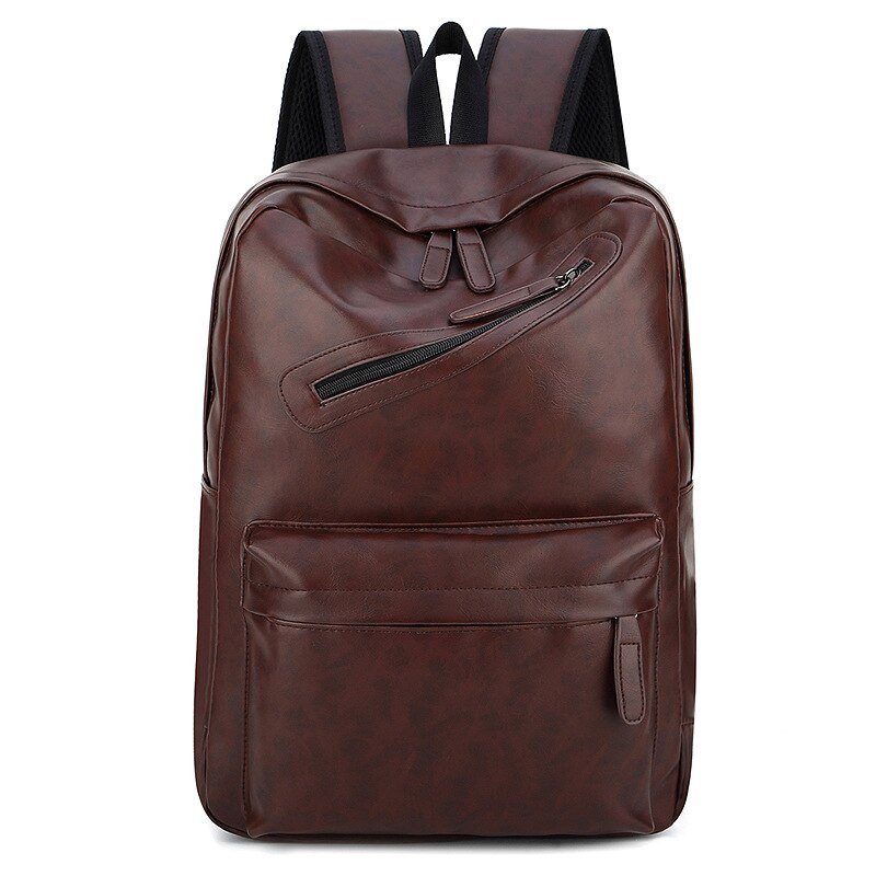 Mochila informal de piel sintética de gran capacidad para hombre, bolsos de hombro escolares de viaje con doble cremallera a la , Mochila pequeña de cuero sintético Vintage: Brown