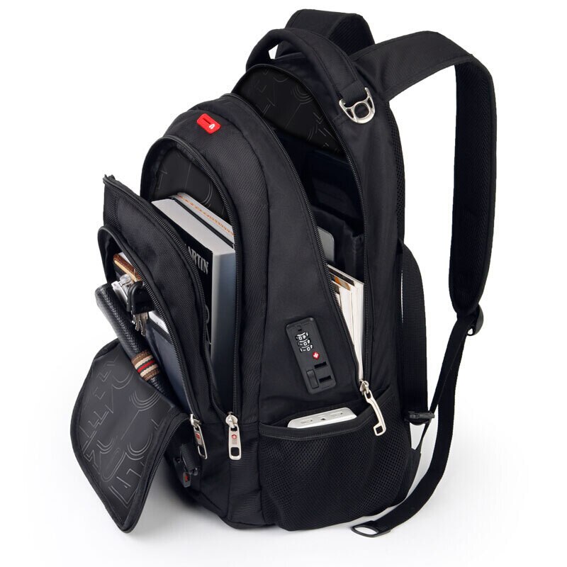 Grote reistas, antidiefstalrugzak met codeslot, heren zakelijk 17.3 inch laptoptas, waterdichte schooltassen