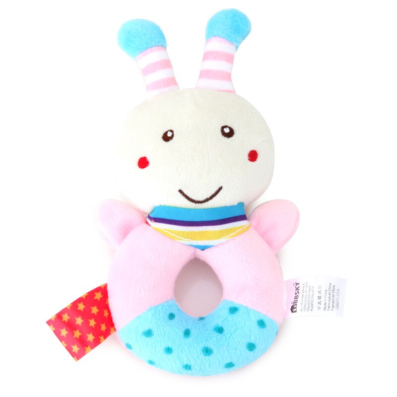 Babyspeelgoed met handvat, bel, babyspeelgoed van 0-12 maanden, cartoon pasgeboren, pluche rammelaar, bel, handspeelgoed, zachte babymobiel, babybel: Bij 2