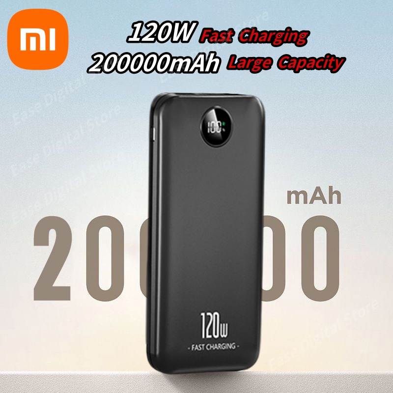 Xiaomi 120W Power Bank 200000mAh Large Capacity Fast Charging Mobile Portable Digital Display Spare Battery for Iphone Huawei