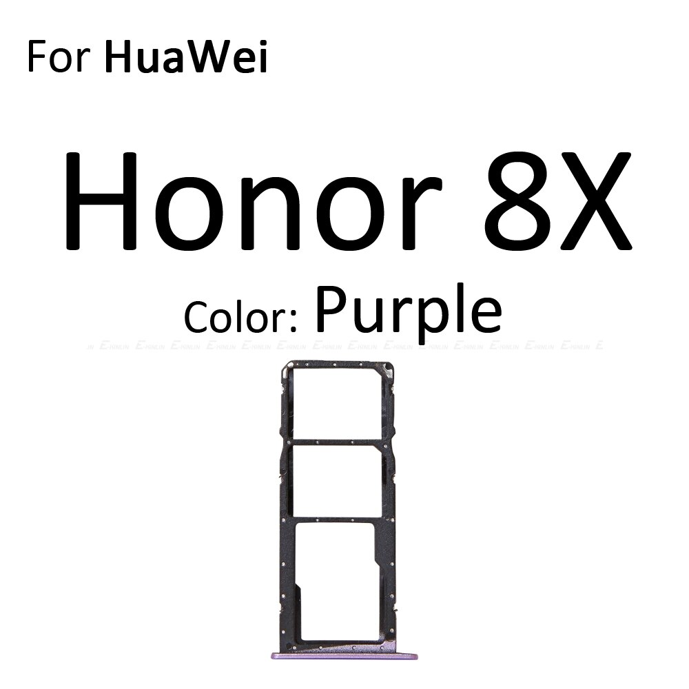 Sim Card Socket Slot Tray Reader Holder Connector Micro SD Adapter Container For HuaWei Honor 8C 8X 8A Pro Replacement Parts: For Honor 8X Purple