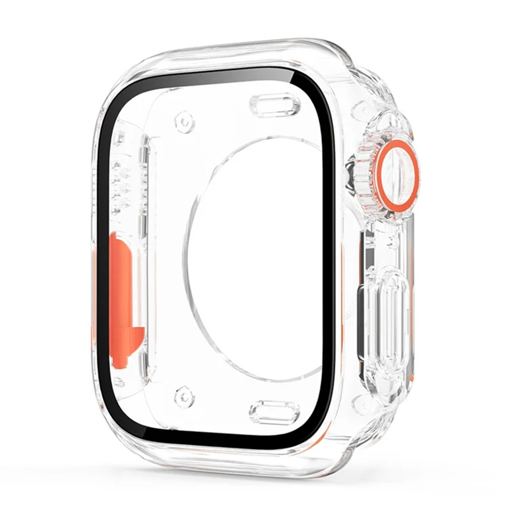 Funda protectora de pantalla para Apple Watch 44mm 45mm 40mm 41mm funda dura de parachoques trasero delantero de PC para iwatch 9 8 7 6 5 4 cambio a Ultra: Blanco navajo / 9 pulgadas