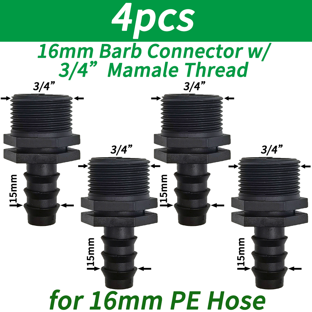 1/2" 3/4" Male Female Thread Connector To Barb 16mm 20mm 25mm PE Hose Adapter Tee Elbow Garden Irrigation Drip Watering System: Light Grey