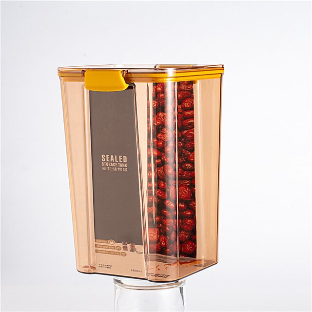 Küche Lagerung Container Snacks Bohnen Reis Nüsse Lebensmittel Lagerung Gläser Kunststoff Behälter Versiegelt Frische Lagerung Küche Liefert: Bernstein Gold 1800ml