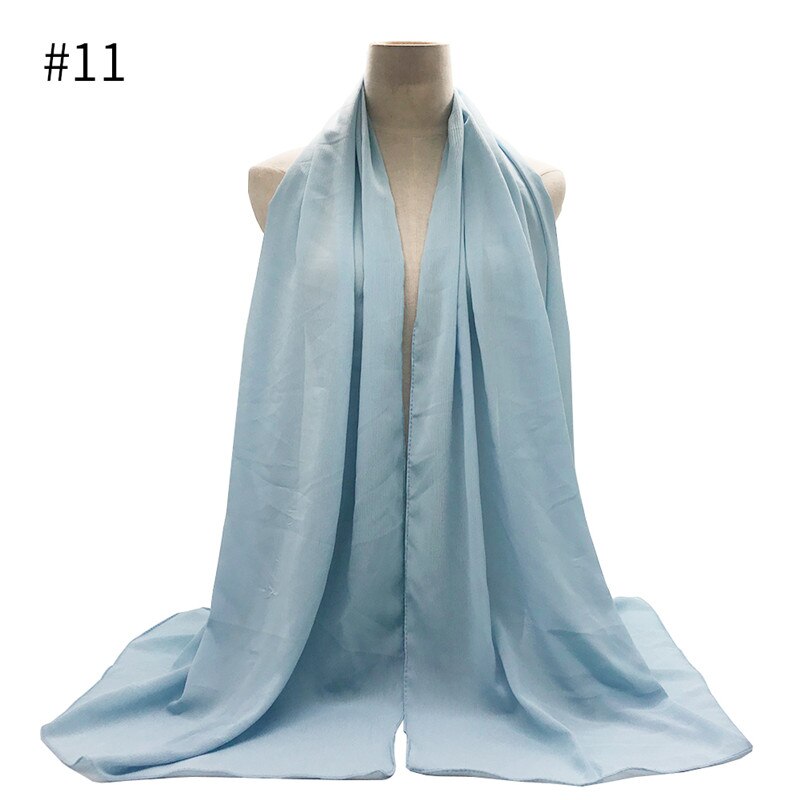 crêpe mousseline hijab écharpe magnifique solide foulards musulmans 10 pièces rides foulards de: 11