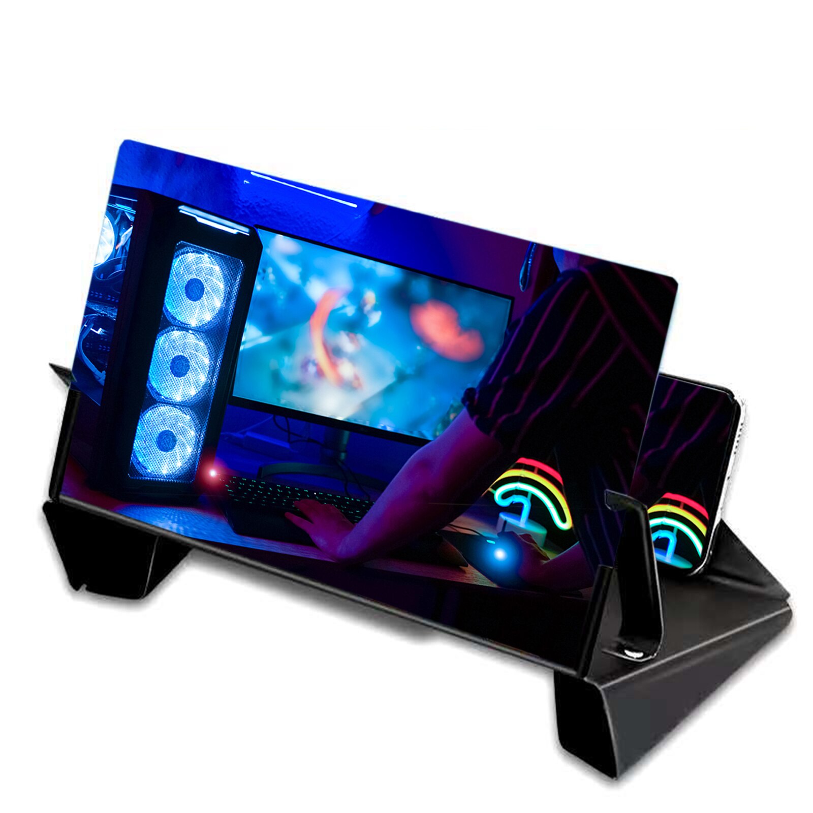 Ekran telefonu komórkowego lupa 12 Cal 3D wideo chowany składany ekran wzmacniacz Expander Blu-Ray Super przejrzysta