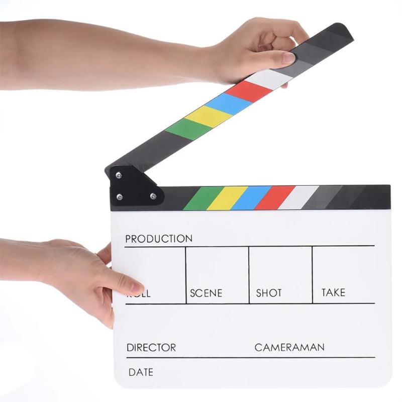 ALLOYSEED Acrylic Colorful Clapperboard Clapper Board Dry Erase Director Cut TV Movie Film Action Slate Clap Handmade Cut Prop