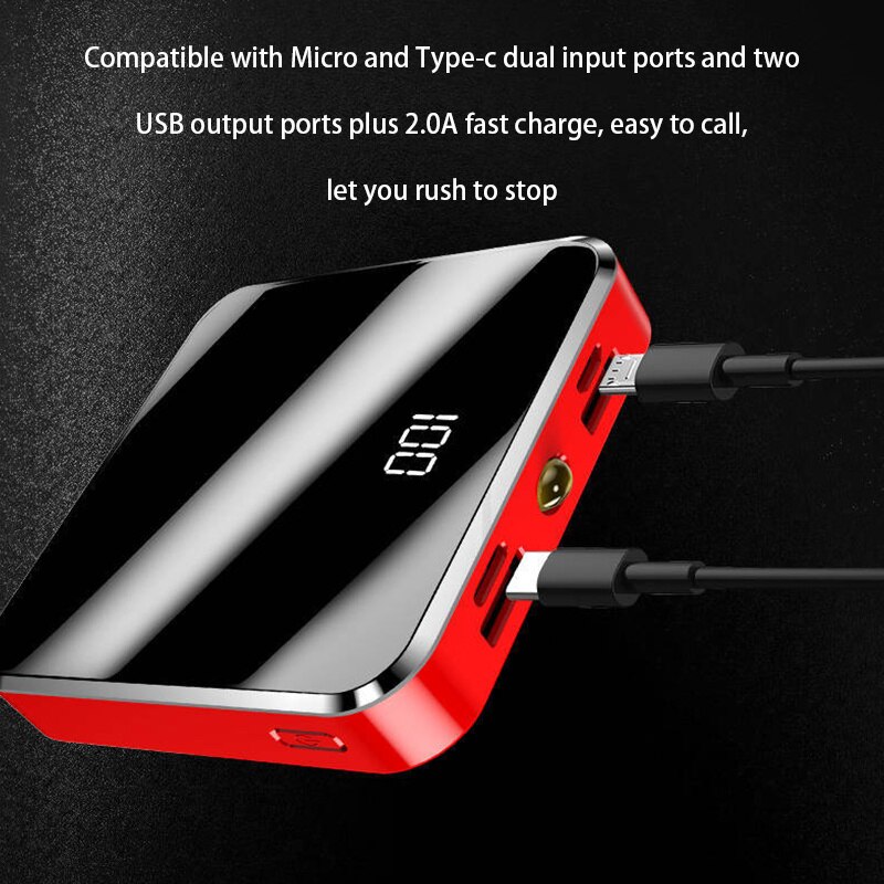 Mini banco de energía de 30000mAh, de gran capacidad de tamaño pequeño cargador portátil, 2 pantallas de espejo USB, batería externa para teléfono inteligente
