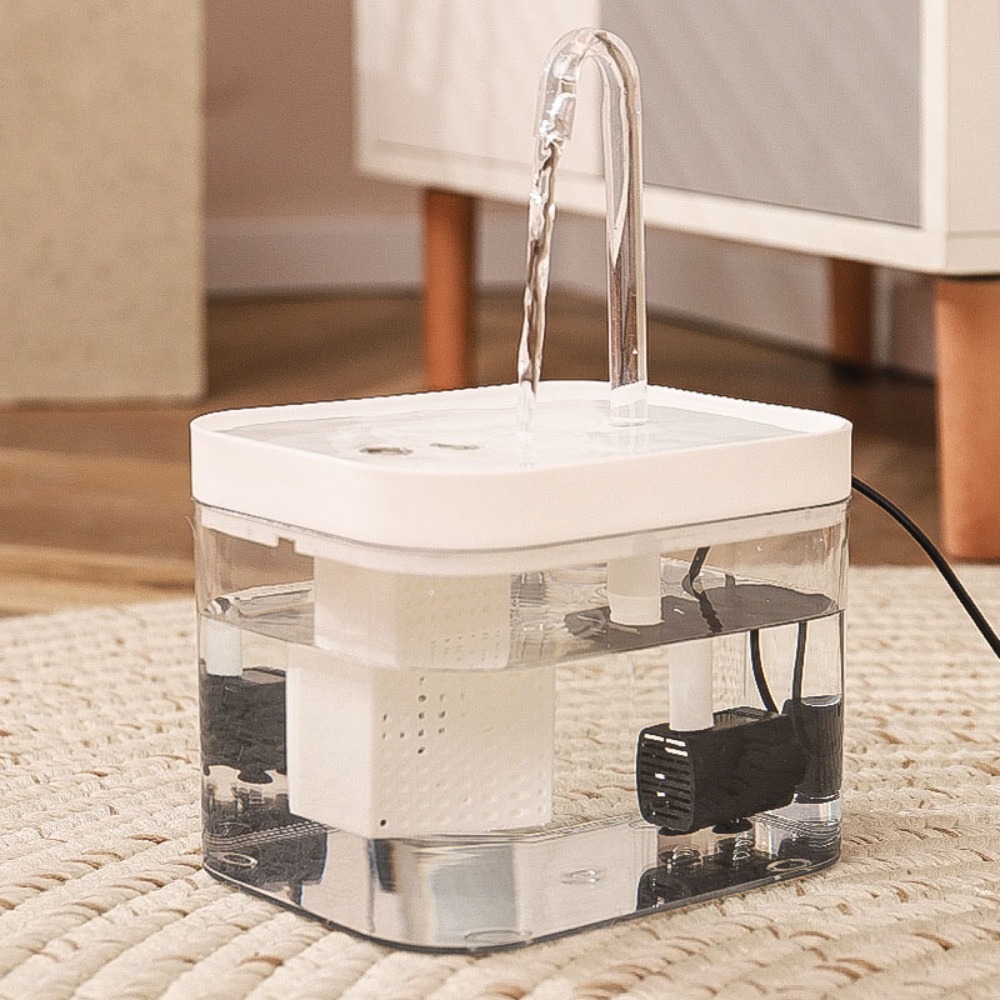 Práctica fuente de agua automática para gatos, dispensador de agua silencioso transparente para mascotas, alimentador de agua inteligente para mascotas de gran capacidad para perros: BLANCO