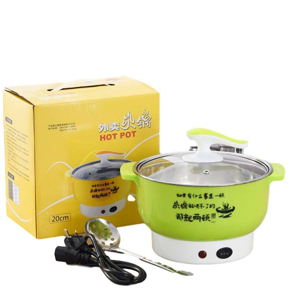 Multifunctional electric cooker Stainless steel Plastic Home appliances Double firepower Anti-dry function pot: Light Yellow